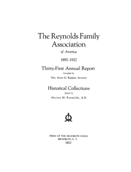 The Reynolds Family Association of America 1892,1922