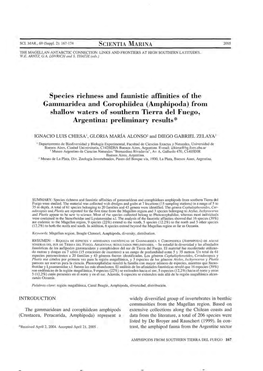 (Amphipoda) from Shallow Waters of Southern Tierra Del Fuego, Argentina: Preliminary Results*