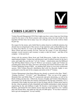 Chris Lighty Bio