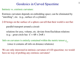 Geodesics in Curved Spacetime 1 Intrinsic Vs