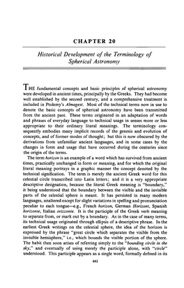 Historical Development of the Terminology of Spherical Astronomy