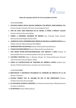 Datos De Coyuntura 08 Al 16 De Noviembre