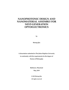 Nanophotonic Design and Nanomaterial Assembly for Next-Generation Optoelectronics