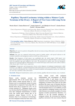 Papillary Thyroid Carcinoma Arising Within a Mature Cystic Teratoma of the Ovary: a Report of Two Cases with Long-Term Follow Up