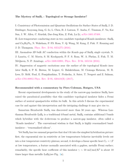 The Mystery of Smb6 : Topological Or Strange Insulator? I. Consistency Of