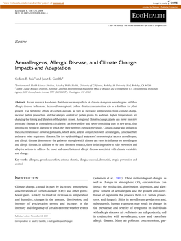 Aeroallergens, Allergic Disease, and Climate Change: Impacts and Adaptation