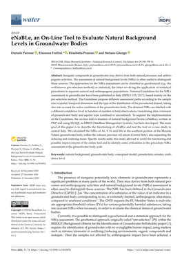 Enable, an On-Line Tool to Evaluate Natural Background Levels in Groundwater Bodies