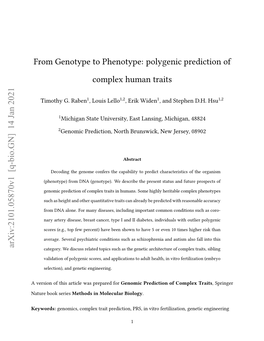 Polygenic Prediction of Complex Human Traits Arxiv:2101.05870V1