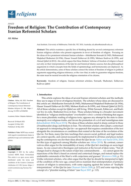 Freedom of Religion: the Contribution of Contemporary Iranian Reformist Scholars