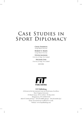 Case Studies in Sport Diplomacy