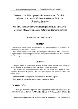 Presencia De Sciadophyton Steinmann En Eldevónico Inferior De Las Series De Monterrubio De La Serena (Badajoz, España). On