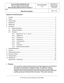 Mycotoxin Analysis IV Section 7