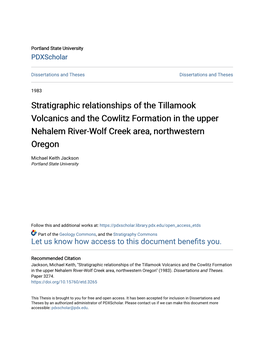 Stratigraphic Relationships of the Tillamook Volcanics and the Cowlitz Formation in the Upper Nehalem River-Wolf Creek Area, Northwestern Oregon