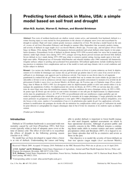 Predicting Forest Dieback in Maine, USA: a Simple Model Based on Soil Frost and Drought