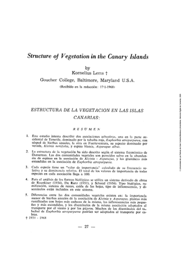 Structure of Vegetation in the Canary Islands