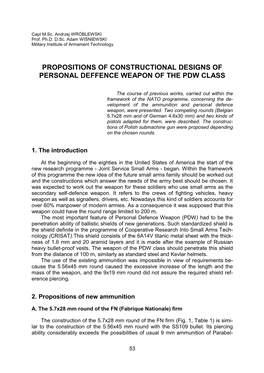 Propositions of Constructional Designs of Personal Deffence Weapon of The