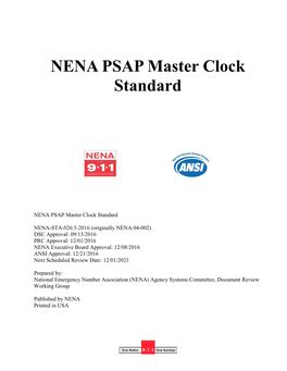 NENA PSAP Master Clock Standard
