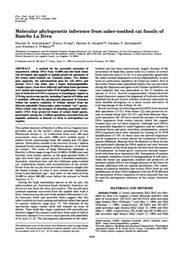 Molecular Phylogenetic Inference from Saber-Toothed Cat Fossils of Rancho La Brea DIANNE N