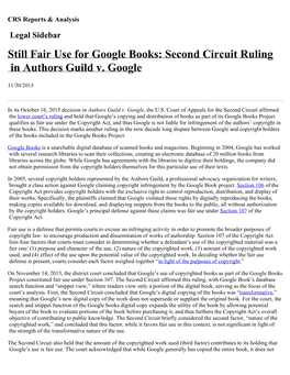 Still Fair Use for Google Books: Second Circuit Ruling in Authors Guild V