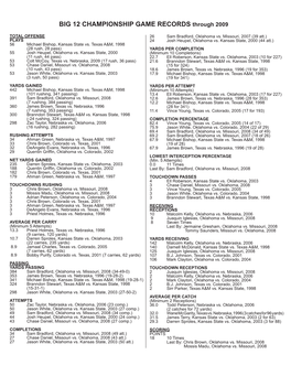 BIG 12 CHAMPIONSHIP GAME RECORDS Through 2009