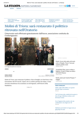 Molini Di Triora: Sarà Restaurato Il Polittico Ritrovato Nell'oratorio