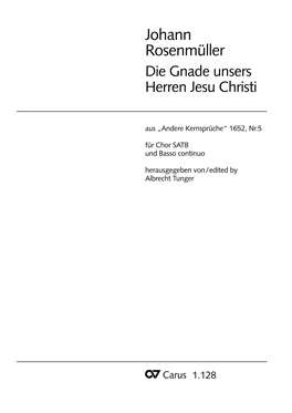 Johann Rosenmüller Die Gnade Unsers Herren Jesu Christi