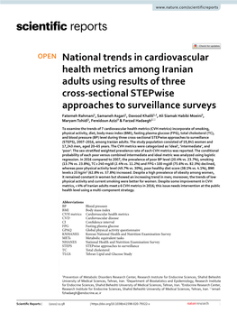 National Trends in Cardiovascular Health Metrics Among Iranian Adults
