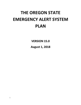 The Oregon State Emergency Alert System Plan