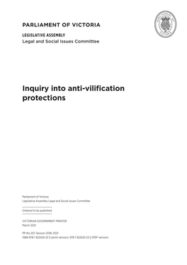 Report of the Inquiry Into Anti‑Vilification Protections