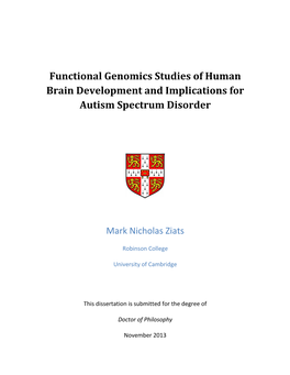 Functional Genomics Studies of Human Brain Development and Implications for Autism Spectrum Disorder