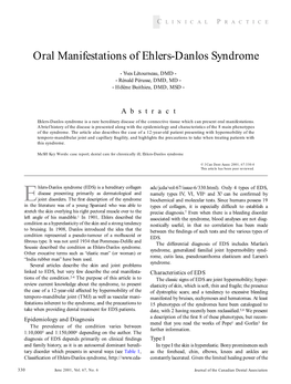 Oral Manifestations of Ehlers-Danlos Syndrome