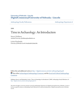 Time in Archaeology: an Introduction Simon J