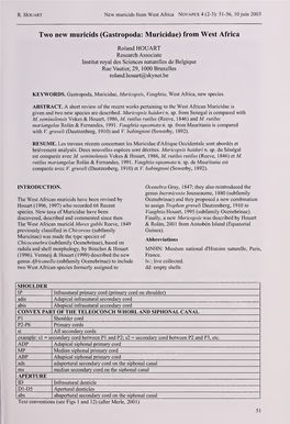 Roland HOUART Research Associate Institut Royal Des Sciences Naturelles De Belgique Rue Vautier, 29, 1000 Bruxelles Roland.Houart@Skynet.Be