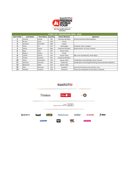 Start List -Snowboard