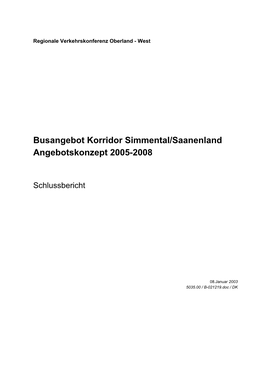 Regionales Angebotskonzept 2005-2008 RVK-OW Simmental