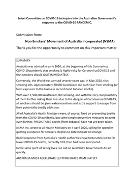 Non-Smokers' Movement of Australia Incorporated (NSMA)