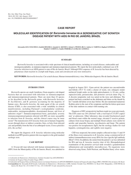 CASE REPORT MOLECULAR IDENTIFICATION of Bartonella