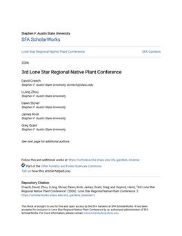 3Rd Lone Star Regional Native Plant Conference