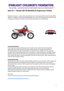 Honda CRF 50 Minibike & Supercross Tickets