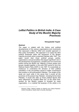 4. Leftist Politics in British India, Himayatullah