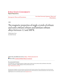 The Magnetic Properties of Single Crystals of Erbium and Some Yttrium-Erbium and Lutetium-Erbium Alloys Between 1.2 and 300°K