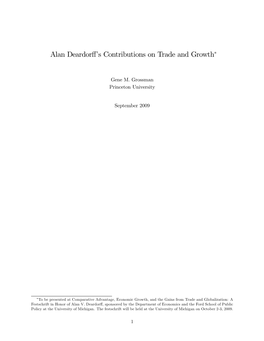 Alan Deardorffks Contributions on Trade and Growth!