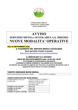 Avviso Nuove Modalita' Operative