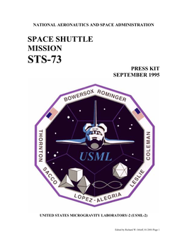 Sts-73 Press Kit September 1995