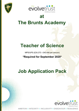 At the Brunts Academy Teacher of Science Job Application Pack