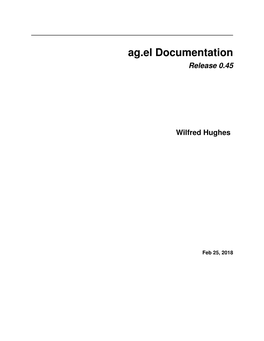 Ag.El Documentation Release 0.45