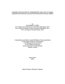 Forensic Application of Chemometric Analysis to Visible Absorption Spectra Collected from Dyed Textile Fibers