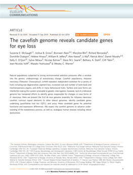 The Cavefish Genome Reveals Candidate Genes for Eye Loss