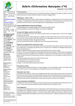 Bulletin D'informations Municipales N°43