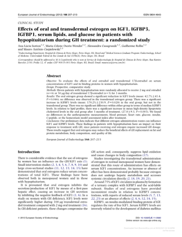 Effects of Oral and Transdermal Estrogen on IGF1, IGFBP3, IGFBP1